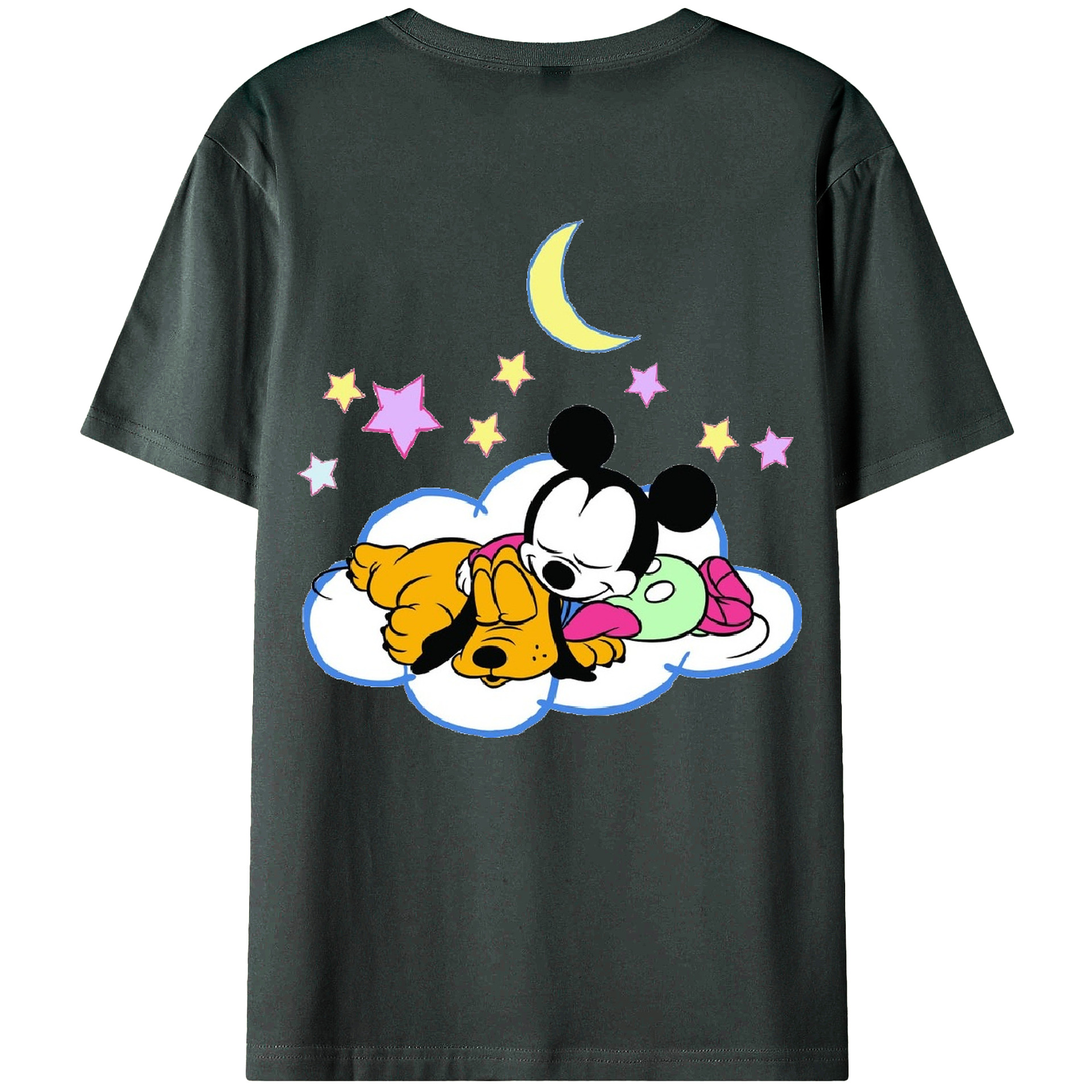 ミッキーマウス Mickey Mouse 綿100％ メンズ半袖Tシャツ（バックプリント） 通気性